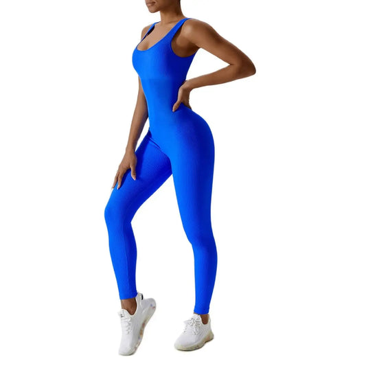 Big Lift Fitness Ankle Length Ribbed Jumpsuit