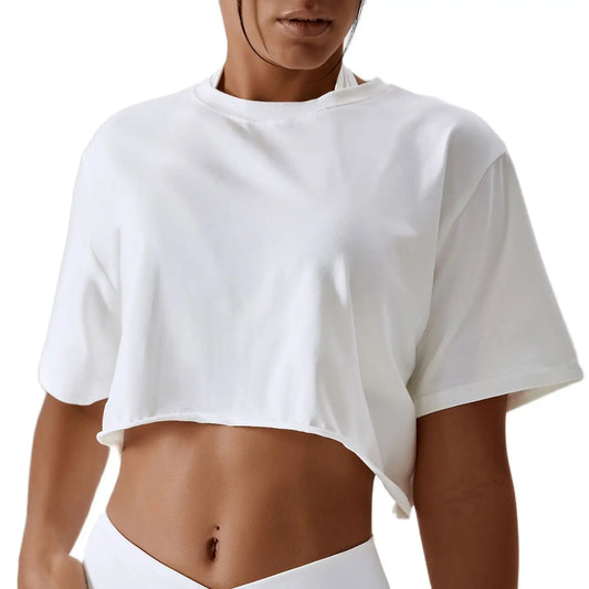 Big Lift Fitness Cropped Loose Fitting Cotton T-Shirt